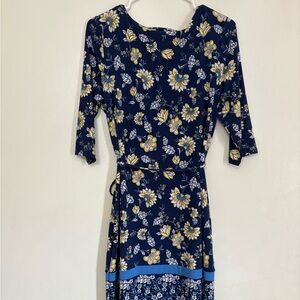 Liz Claiborne Navy Blue Floral Dress